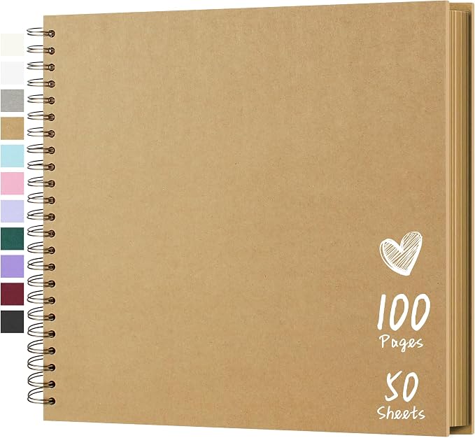 Scrapbook 12x12 Inch DIY Scrapbook Album Hardcover Kraft Paper 100 pages/50 by Hiwhy