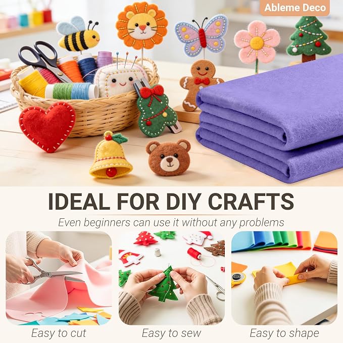 Felt Fabric Sheets 18" x 18" 1.6mm Soft Craft Felt, Lavender | Soft Precut Felt - Image 4