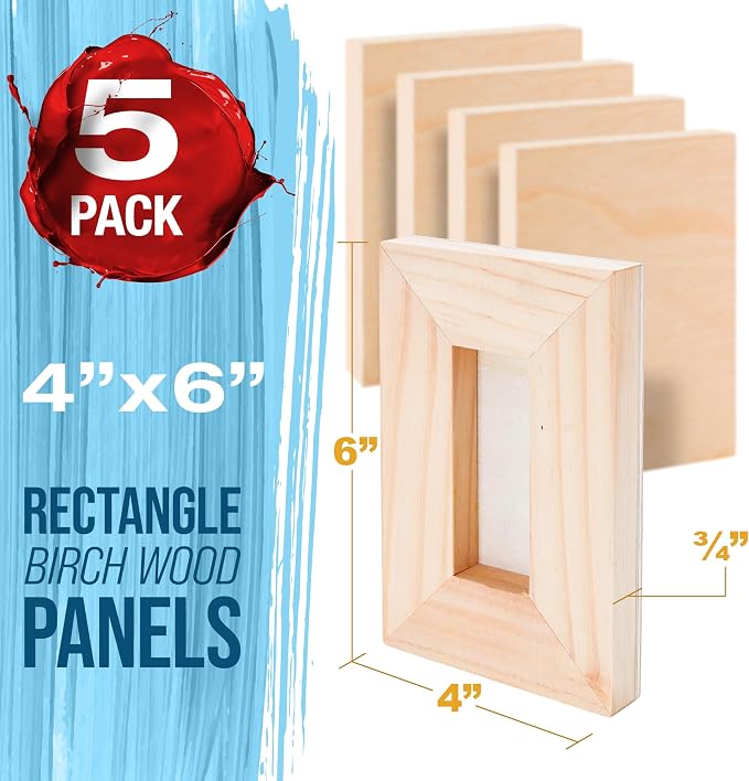 U.S. Art Supply 04" x 06" Unfinished Cradled Wood Panels - Image 2