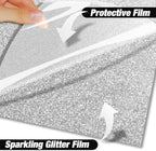 VinylRus Silver Glitter HTV Heat Transfer Vinyl Roll-12 x 10ft Silver - Image 8
