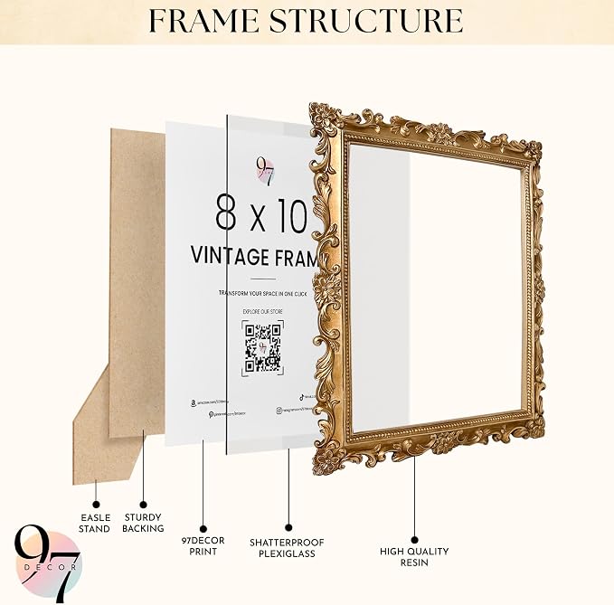 97 Decor Gold Vintage Picture Frames 8x10 - Image 4