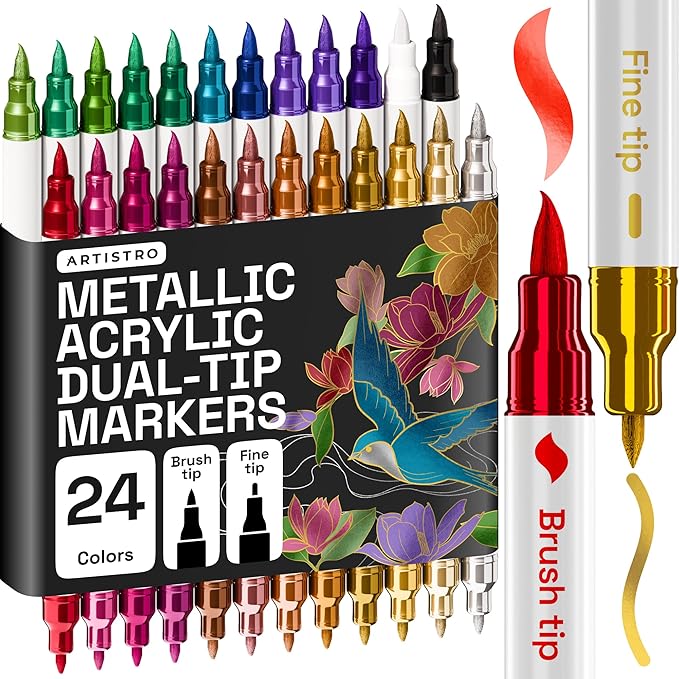 ARTISTRO 24 Metallic Acrylic Paint Markers by ARTISTRO