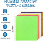 Glitter Puff Vinyl Heat Transfer, Puff HTV Iron on Vinyl Sheets 12" x 10" | 9 - Image 2