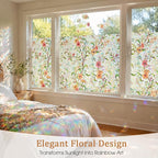 Coavas Stained Glass Window Film, 3D Rainbow Floral, 35.4" x 78.7" | Decorative - Image 2
