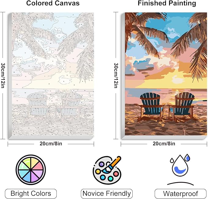 Yezavesu 4 Pack Framed Paint by Numbers Kit - Image 3
