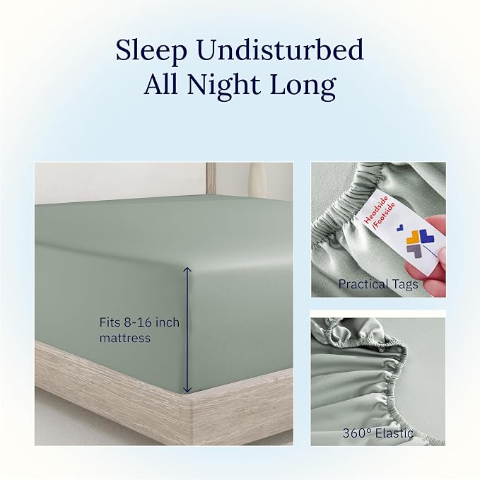California Design Den Deep Fitted Queen Sheets, Deep Pocket Soft 400 Thread - Image 6
