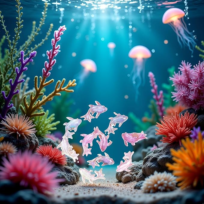 100Pcs Colorful Cute Mini Shiny Miniature Resin Goldfish Figurines, DIY - Image 2