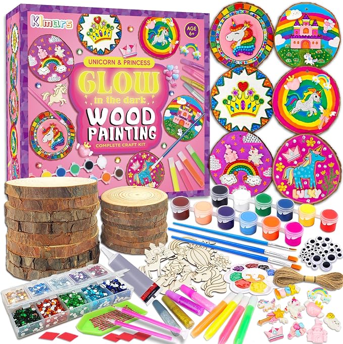 klmars Unicorn Themed Wooden Painting Kit-Glow in The Dark-Arts & Crafts Gifts by klmars