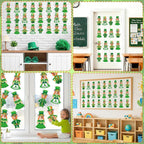 OBUSATT 60 Pcs St. Patrick's Day Leprechaun Hats Theme Cutouts Hat and Beard - Image 7