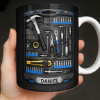 Personalized Tool Mug for Men, Custom Name Dad Coffee Mug, Handyman Tools - Image 2