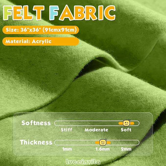 Moss 36" X 36" Felt Fabric Sheet - Image 2