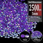 2500pcs 5mm Resin Rhinestones Bulk, Dark Purple AB Flatback Round Jelly - Image 2