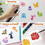 72 Pcs Botanical Stencils Set, Reusable Butterfly & Flower Painting Templates - Image 8