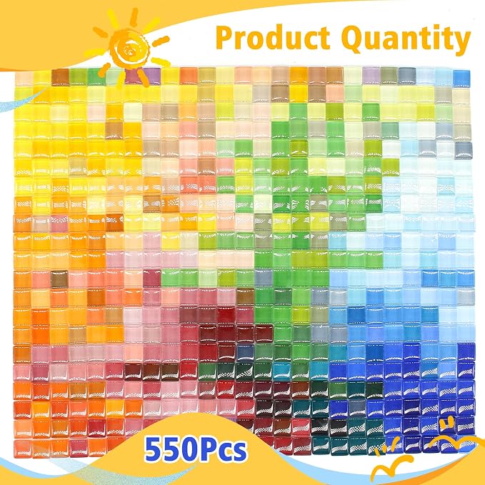 500Pcs Mixed Colors Glass Mosaic Tiles 10mm Transparent Crystal Glass Tiles - Image 3