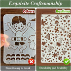 Geometric Texture Stencils for Crafts Reusable 12Pcs Stencils | DIY Art - Image 3