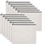 12 Pieces White Cotton Canvas Makeup Bag, Blank DIY Craft Bag by Sinzip