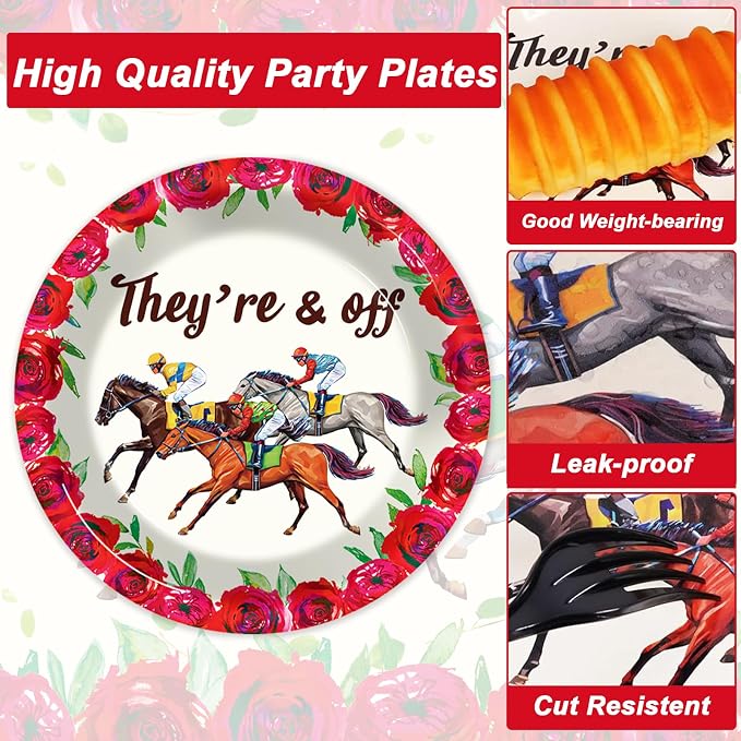 50 Guests Derby Day Plates and Napkins Party Supplies Kentucky Horse Racing - Image 3