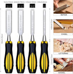 GREBSTK 4-Piece Ultra-Sharp Wood Chisel Set, CR-V Steel Beveled Blades - Image 2