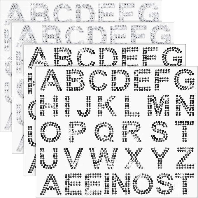 Zonon 136 Pieces Rhinestone Iron-on Letter Large Glitter Bling Alphabet Sticker by Zonon
