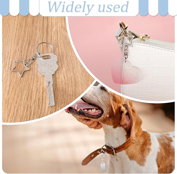 50 Pcs Silver Star Shaped Spring Snap Keychain - Image 5