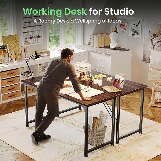 Huuger Computer Desk, 54 Inch Office Desk, Gaming Desk - Image 7