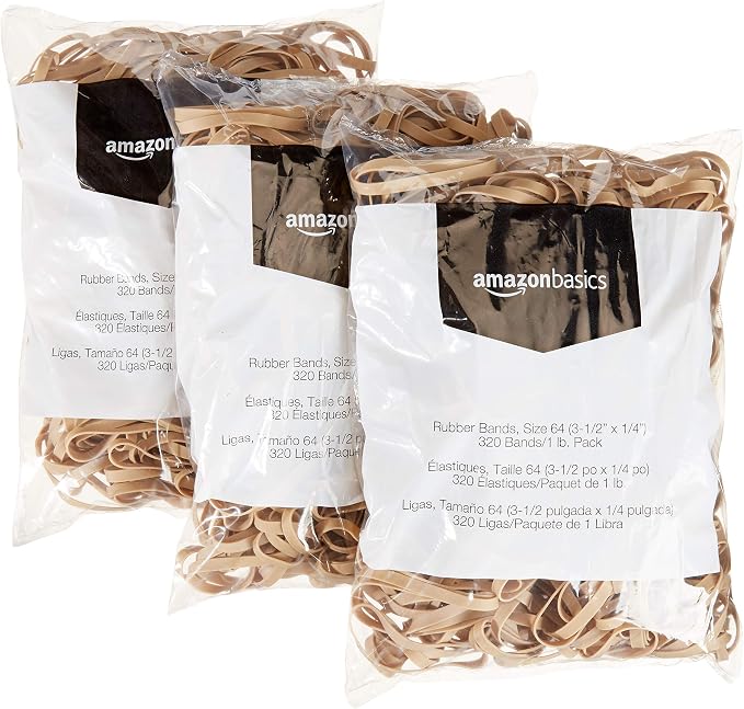 Amazon Basics Rubber Bands, Office Supplies, Size 64, 320 Bands/1 lb Pack - Image 3