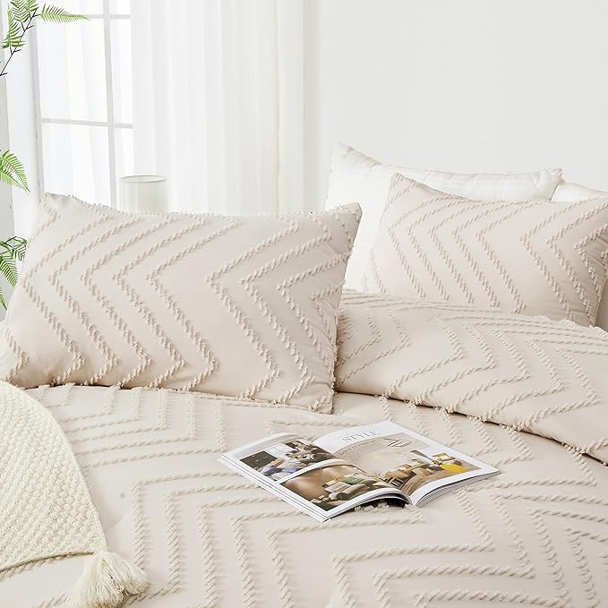 Andency Oversized Super King Comforter Set 120x120 Beige, Extra Large King Size - Image 4