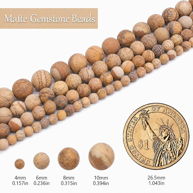 10mm Matte Picasso Jasper Bead, 15-Inch Matte Round Loose Stone Beads - Image 3