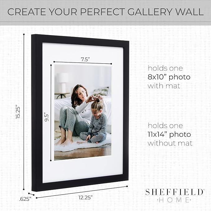 Sheffield Home 9 Piece Gallery Wall Frame Set, 11x14 in. matted to 8x10 in. - Image 3