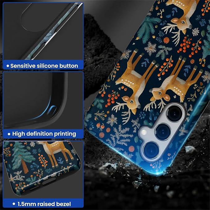 Case for Samsung Galaxy S24 FE Case, Cute Christmas Reindeer Design Hybrid Dual - Image 4