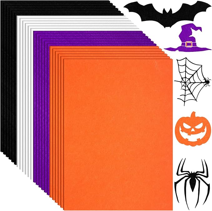 24 Piece Halloween Felt Fabric Sheets by Tegeme
