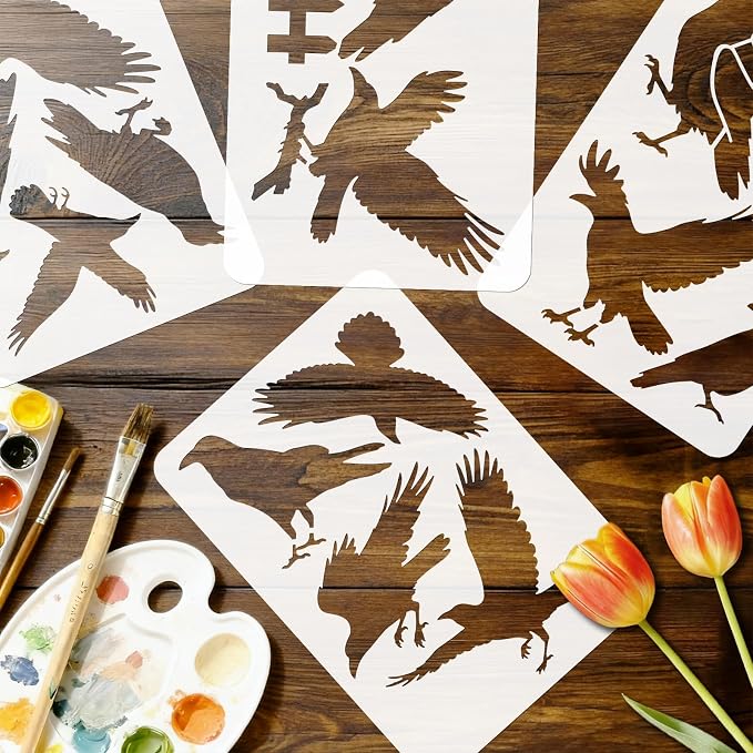 4pcs Bird Stencil for Painting Crow Stencils for Crafts Reusable Street Art - Image 4
