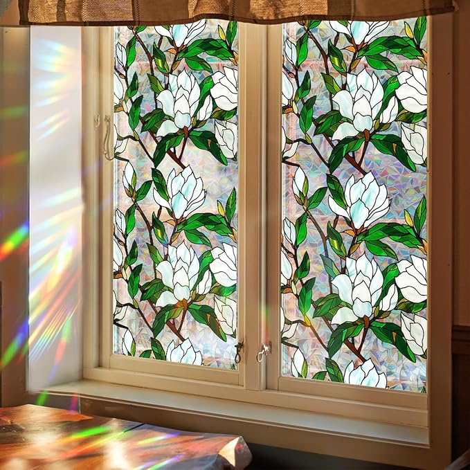 Rainbow Tinted Window Film, Sun Blocking Privacy Decal, Faux Stained Glass - Image 6