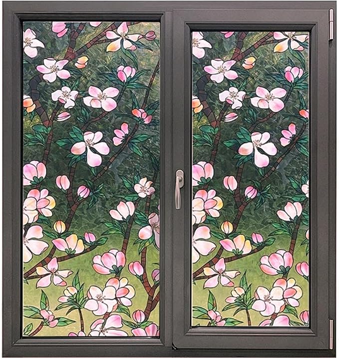 Retro Flowers Window Privacy Film, Magnolia Stained Glass Decorative Window Film - Image 7
