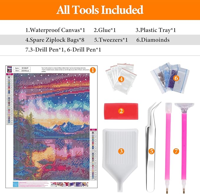 Offito Aurora Diamond Art Kits for Adults, 5D Starry Sky Lake Diamond Painting - Image 5