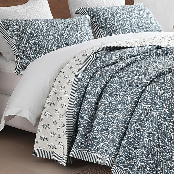 SahSahCasa Quilt Set King Size, 100% Cotton Quilt Bedding Set Bedspread by SahSahCasa