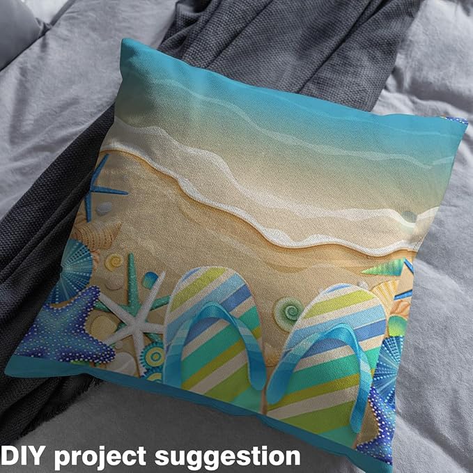 Summer Beach Seaside Fabric by The Yard, Hawaii Style Beach Shells Soft Flannel - Image 3