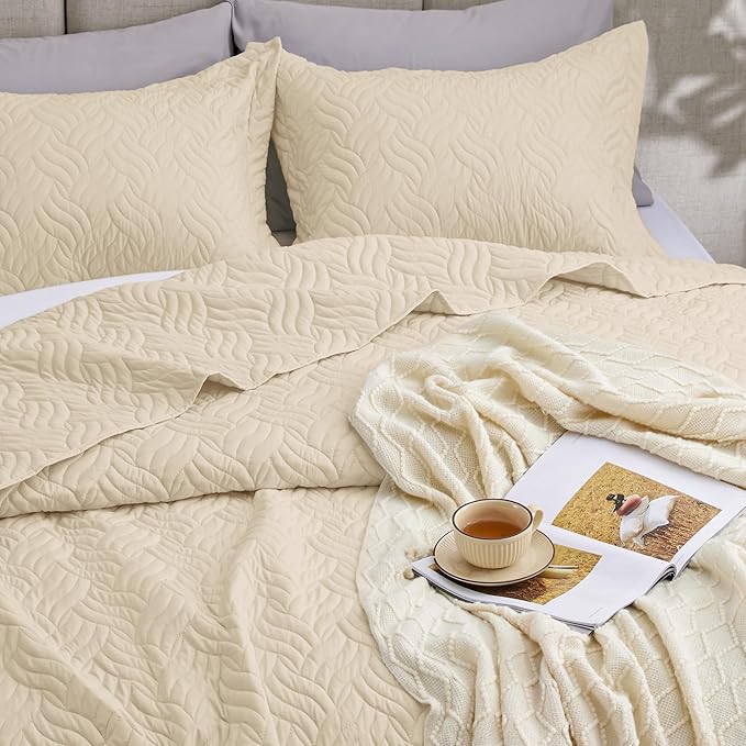 Love's cabin King Size Quilt Bedding Set Camel Bedspreads - Image 7