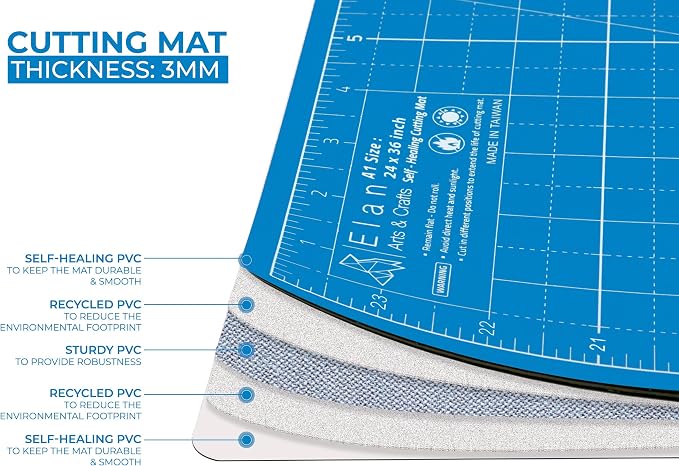 Elan Cutting Mat A0 Blue, Extra Large Self Healing Cutting Mat 36 x 48 Inch - Image 4