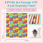HTVSTD Ice Cream HTV Heat Transfer Vinyl 10Sheets 12×10in Iron on Vinyl | Ice - Image 2