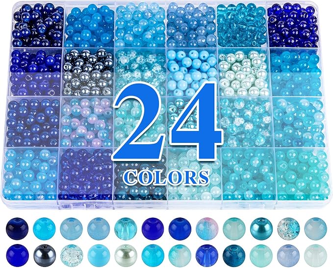 XSEINO About 1200PCS 6mm Glass Beads Bracelet Making Kit, 24 Assorted Dreamy by XSEINOiscreating%EF%BC%81