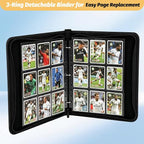 GERMUN 3 Ring 9 Pocket Zipper Card Binder, 720 Double Sided Standard PU Trading - Image 5