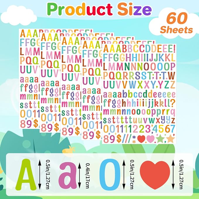 Letter Stickers 0.5 inch, Self-Adhesive Vinyl Waterproof ABC Letter Stickers - Image 2