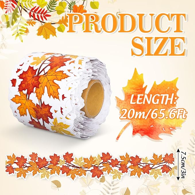 FYSUIMU 65.6 Ft Fall Thanksgiving Bulletin Board Borders Maple Leaves Vine Die - Image 2