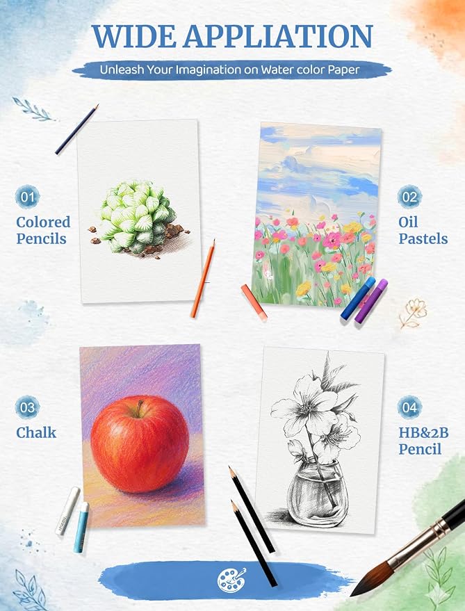 120 Sheets 4x6 Watercolor Paper Bulk, Cold Press Watercolor Paper Cards | 110 - Image 6