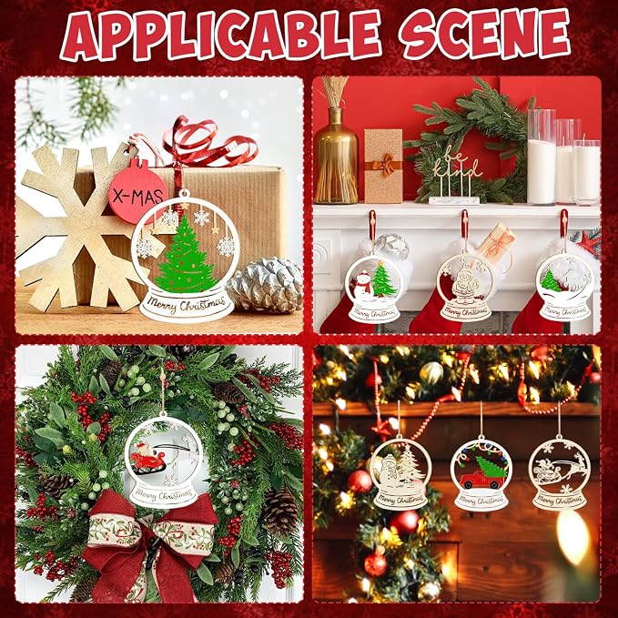 36PCS Wooden Hollow Christmas Ornaments - Image 5