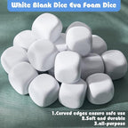 Deekin 50 Pcs Back to School 1.96 Inch White Blank Dice EVA Foam Dice Graffiti - Image 6