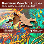 CRAFTHUB Animal Wooden Puzzles for Adults – A3 Peacock Yin Yang - Image 5