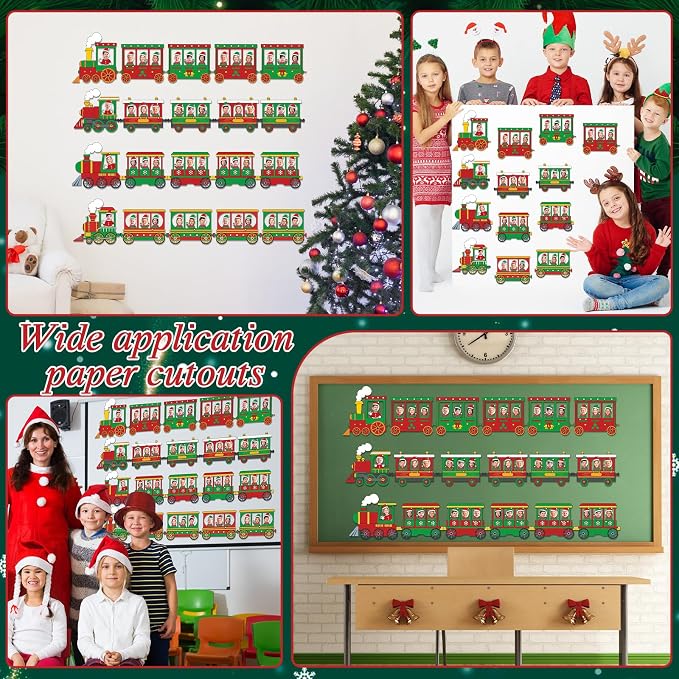 60pcs Christmas Theme Cutouts Xmas Trains Bulletin Board Decoration Set - Image 7