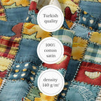 Patchwork Cotton Fabric Panel 61 x 36.6 Inches, Rustic Quilt Style Squares - Image 4